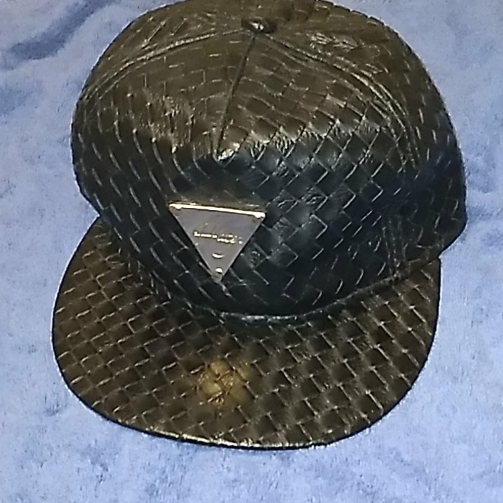 Black leather hat